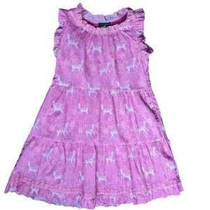 LA PLAGE Cotton Summer Dress Size Small Whimsy Print Ruffles Resortwear Flowy